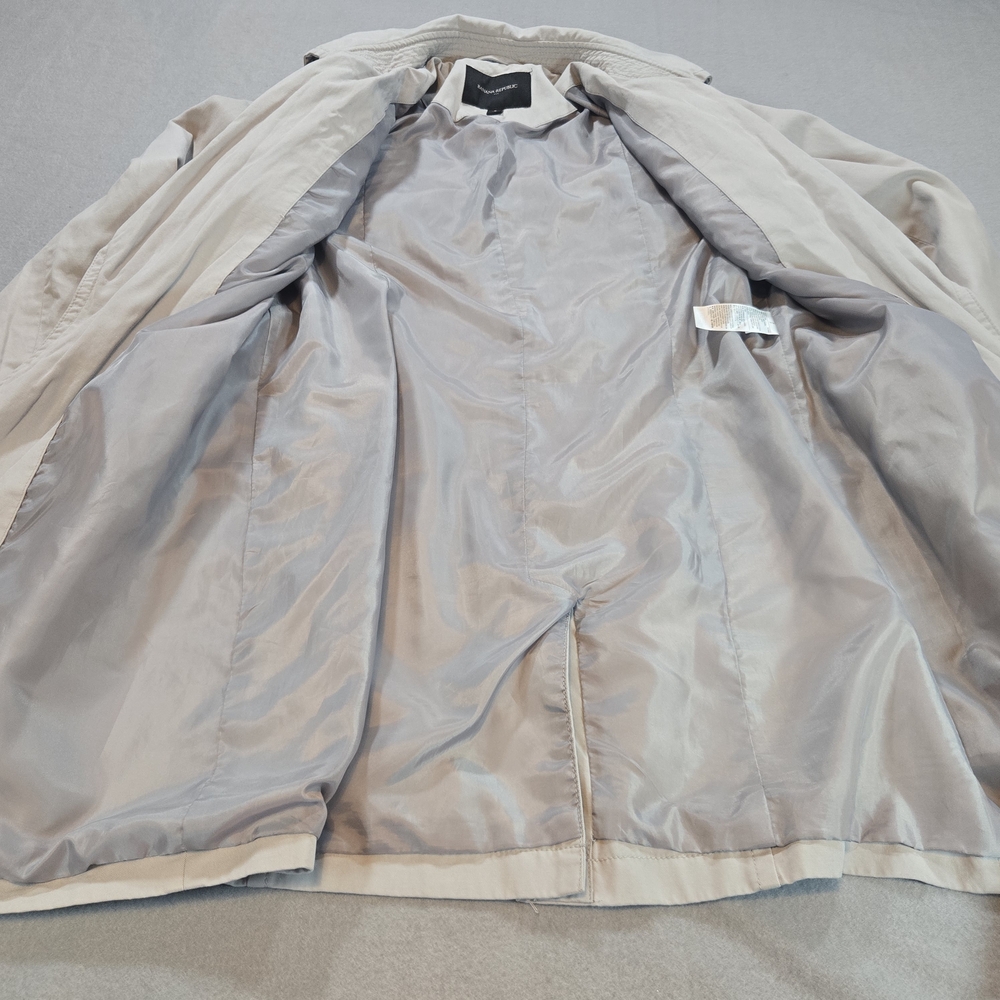 Banana Republic Trench Coat Women S Beige Lyocell Cotton Tie Belt Storm Flap - Picture 3 of 9